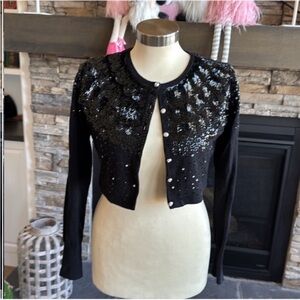 Tommy Hilfiger Black Cropped Sequin Jacket